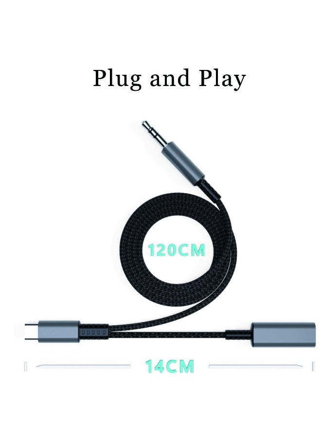 USB C to 3.5mm Aux Cord for Car with Charging 4FT, 2-in-1 USB-C to Headphone Audio Jack Adapter and Charger, Type C aux Cable dongle for Stereo, Speaker, Samsung Galaxy S23 S21 S22 A53 and More (4FT)