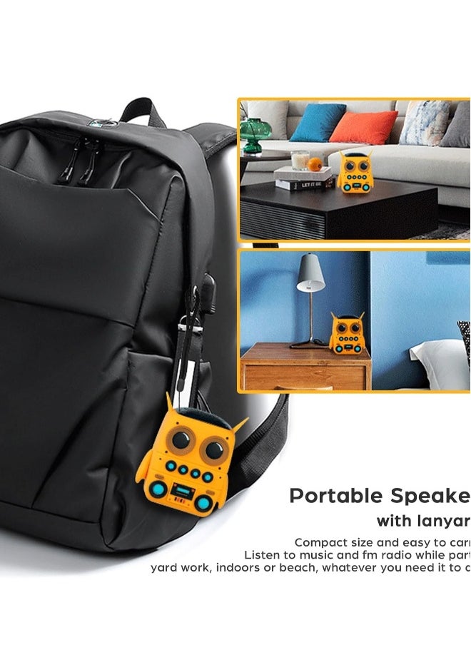 Cartoon Mini Bluetooth Speaker, Small Bluetooth 5.0 Speaker IP65 Wireless Bluetooth Mini Speaker Cute Robot Portable Wireless Speaker Miniature Wireless Robot Speaker for Home Camping Beach Outdoor