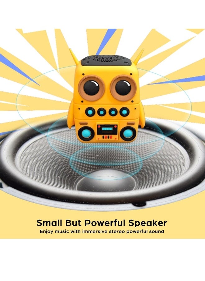Cartoon Mini Bluetooth Speaker, Small Bluetooth 5.0 Speaker IP65 Wireless Bluetooth Mini Speaker Cute Robot Portable Wireless Speaker Miniature Wireless Robot Speaker for Home Camping Beach Outdoor