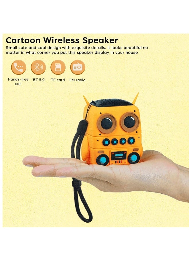 Cartoon Mini Bluetooth Speaker, Small Bluetooth 5.0 Speaker IP65 Wireless Bluetooth Mini Speaker Cute Robot Portable Wireless Speaker Miniature Wireless Robot Speaker for Home Camping Beach Outdoor