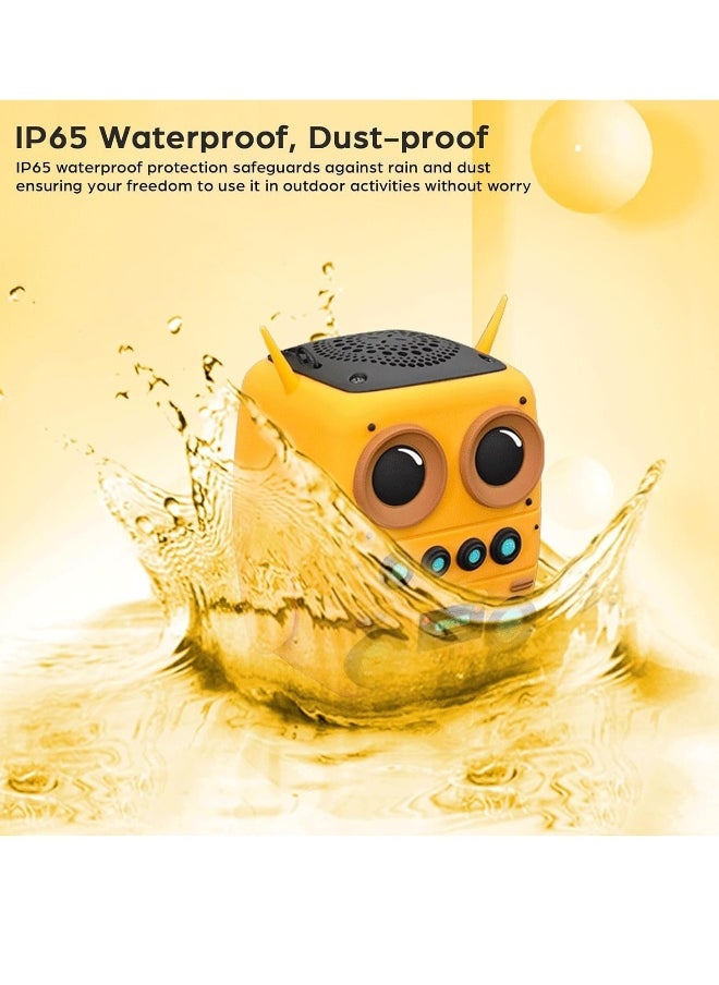 Cartoon Mini Bluetooth Speaker, Small Bluetooth 5.0 Speaker IP65 Wireless Bluetooth Mini Speaker Cute Robot Portable Wireless Speaker Miniature Wireless Robot Speaker for Home Camping Beach Outdoor