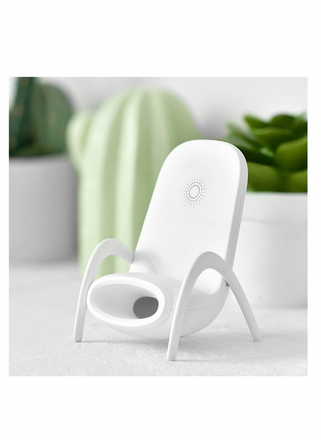 Wireless Charger,Portable Mini Chair Wireless Charger Supply for All Phones,Multipurpose Phone Stand with Musical Speaker Function,USB Cable Power Bank-White