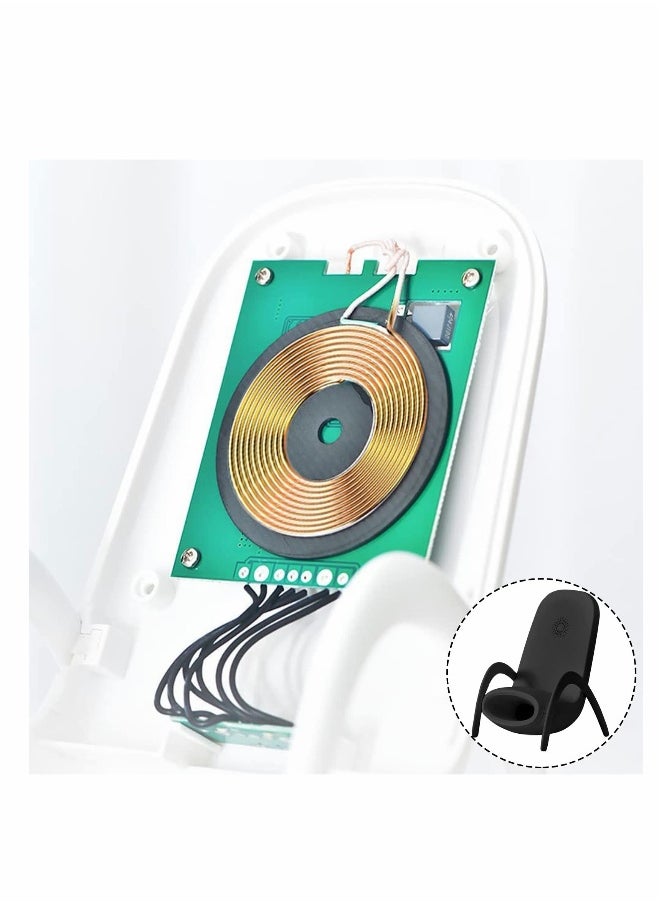 Wireless Charger,Portable Mini Chair Wireless Charger Supply for All Phones,Multipurpose Phone Stand with Musical Speaker Function,USB Cable Power Bank-White