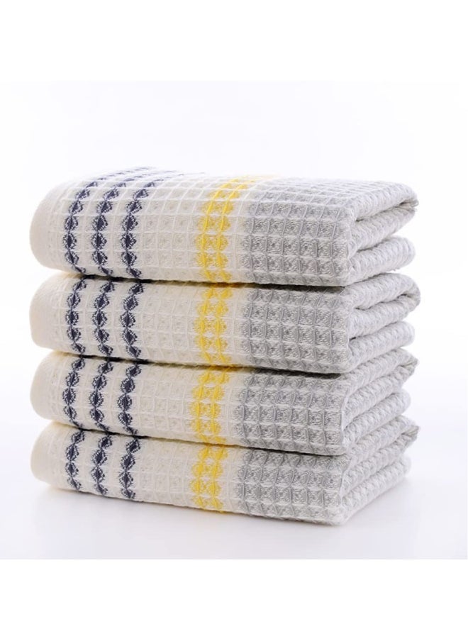 Striped Towel Set,Cotton Quick Drying Yellow Grey Black Striped 1 Bath Towels 1 Hand Towels 1 Washcloths for Face Body Light Weight Ultra Soft and Absorbent for Home or Travel