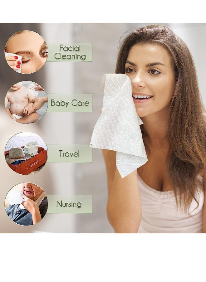 Disposable Face Towel Biodegradable Large Dry Wipes Extra Thick Soft Clean Facial Towels for Sensitive Skin Cleansing Nursing Travel Disposable Makeup Remover Wipes10×12 Inches 60 Count Box