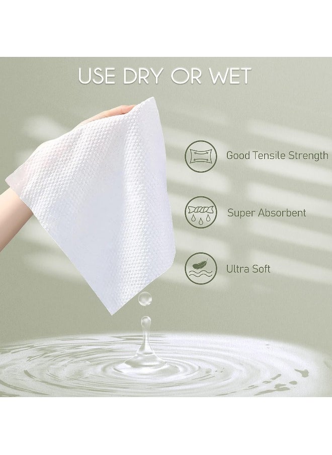 Disposable Face Towel Biodegradable Large Dry Wipes Extra Thick Soft Clean Facial Towels for Sensitive Skin Cleansing Nursing Travel Disposable Makeup Remover Wipes10×12 Inches 60 Count Box