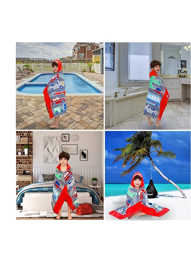 Beach Bath Towel with Hood for Kids Toddlers Boys Girls 3 to 12 Years, Oversize Extra Size 50x30