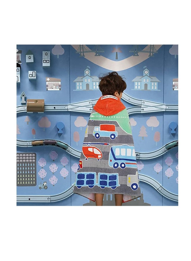 Beach Bath Towel with Hood for Kids Toddlers Boys Girls 3 to 12 Years, Oversize Extra Size 50x30