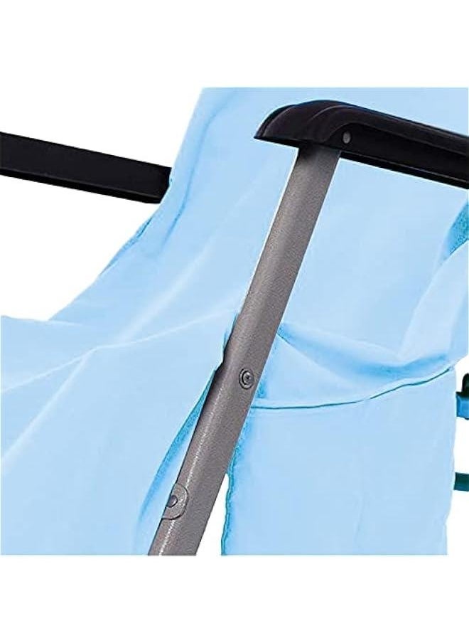 Chaise Lounge Pool Chair Cover Beach Towel Fitted Elastic Pocket Won't Slide (Sky Blue)