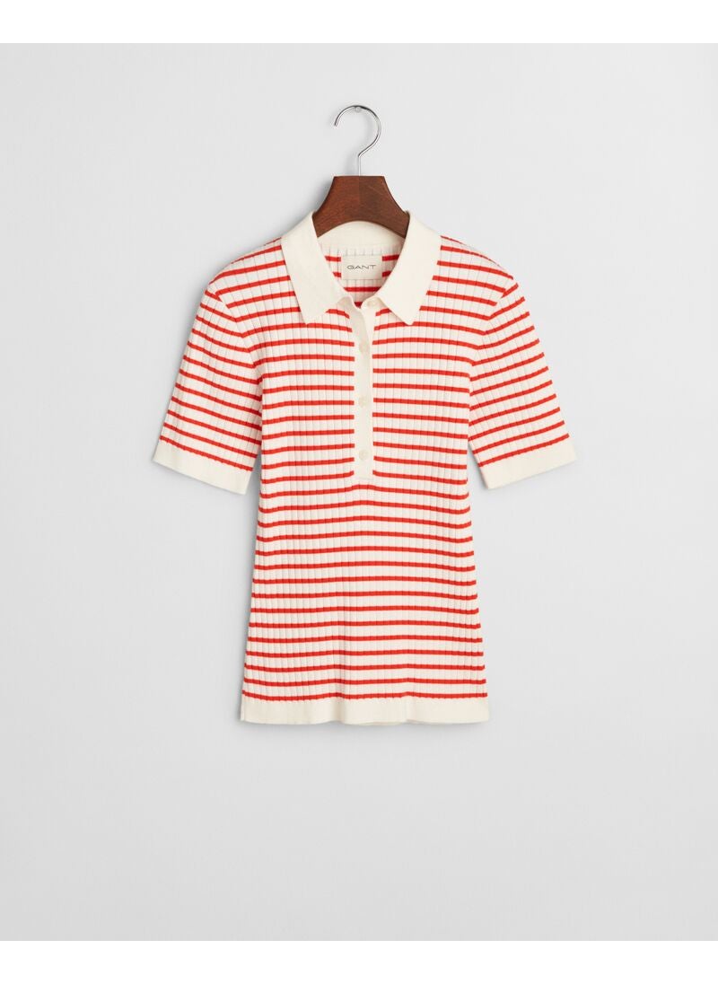 Striped Rib Knit Short Sleeve Rugger