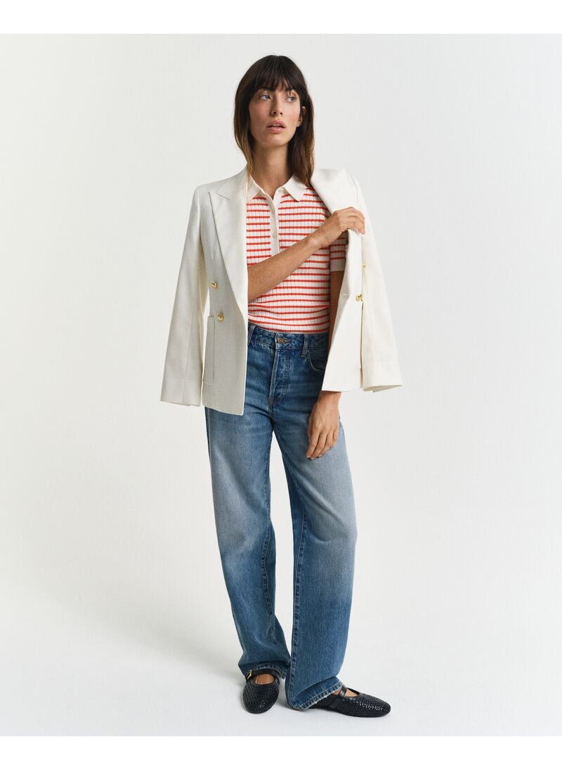 Striped Rib Knit Short Sleeve Rugger