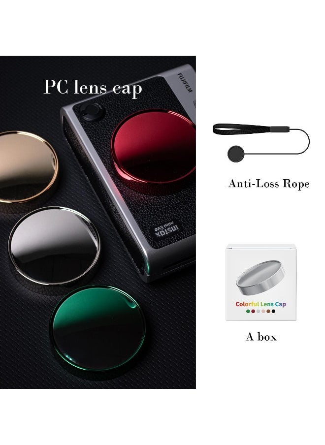 Lens Cap for Fujifilm Instax Mini Evo, Fuji Mini Accessories for Fuji Instax Mini Evo Lens Cover, PC Material Mini Evo Lens Cap with Flocking Internal - Red