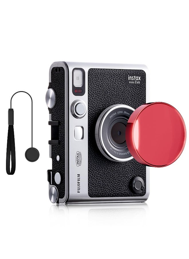 Lens Cap for Fujifilm Instax Mini Evo, Fuji Mini Accessories for Fuji Instax Mini Evo Lens Cover, PC Material Mini Evo Lens Cap with Flocking Internal - Red