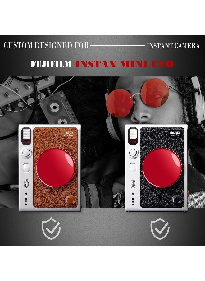 Lens Cap for Fujifilm Instax Mini Evo, Fuji Mini Accessories for Fuji Instax Mini Evo Lens Cover, PC Material Mini Evo Lens Cap with Flocking Internal - Red
