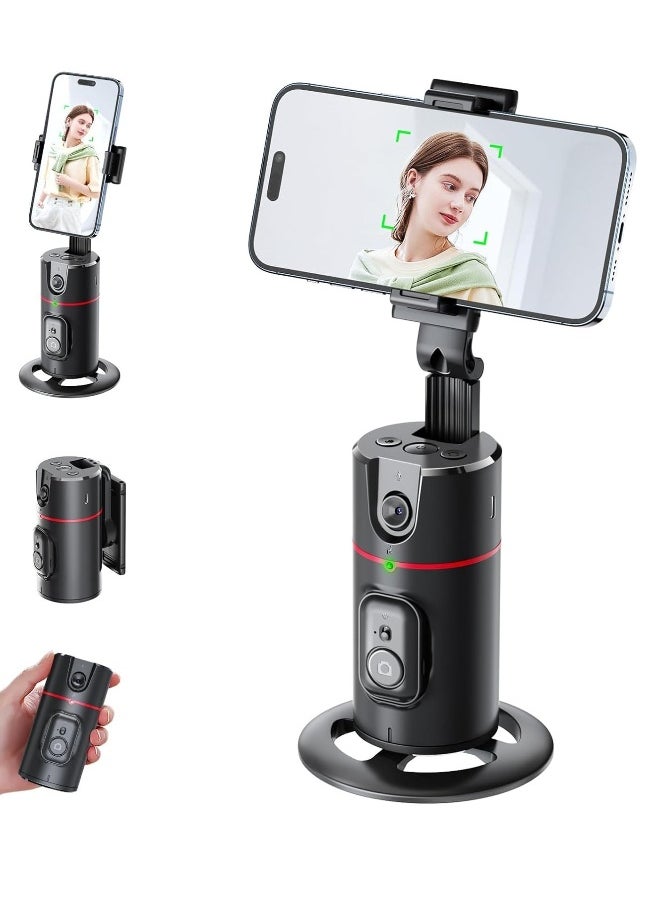Auto Face Tracking Tripod with Remote, 360° Rotation Smart Tracking Phone Holder, Moving Tripod for iPhone. Essential for Video, Vlog, Live Stream Content Creator's Tool, No App Required
