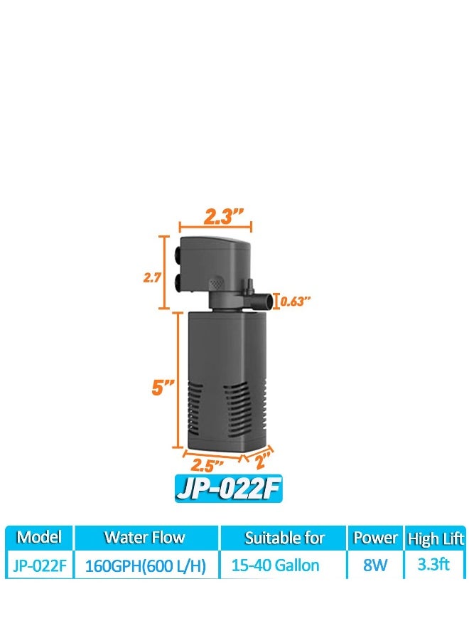 Fish Tank Filter, Aquarium Internal Filter for 15-40 Gallon Tank, Crystal Clear Aquarium Filters, Submersible Pumpu0026 Filter System Turtle Tank Accessories for Fish Tank Water Clean