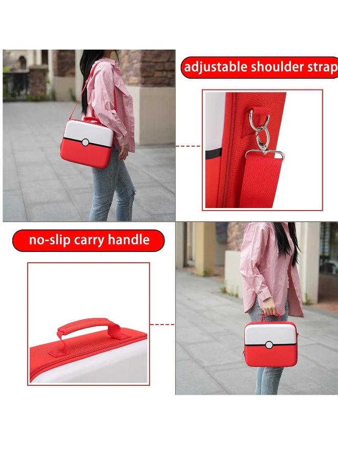 Red u0026 White Hard Shell Carrying Case For Nintendo Switch/Switch OLED, Large Deluxe Waterproof Travel Bag Fits Switch Console u0026 Full Set Accessories, with Removable Shoulder Strap u0026 21 ga