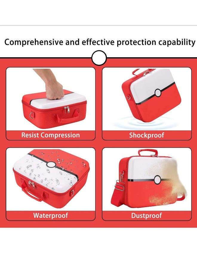 Red u0026 White Hard Shell Carrying Case For Nintendo Switch/Switch OLED, Large Deluxe Waterproof Travel Bag Fits Switch Console u0026 Full Set Accessories, with Removable Shoulder Strap u0026 21 ga