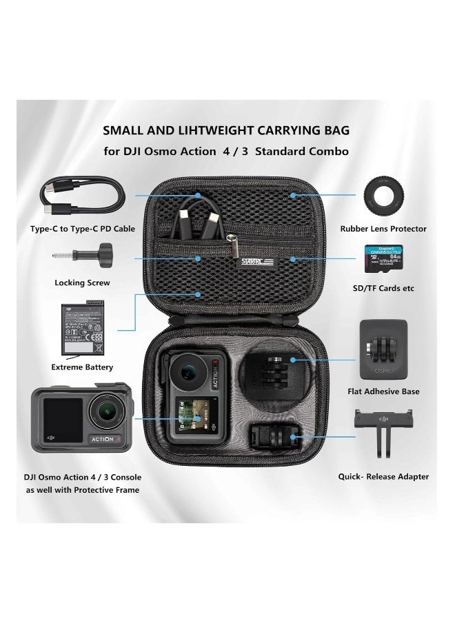 DJI Osmo Action 4 / Action 3 Standard Combo Camera Carrying Case, PU Leather Travel and Storage Bag Compatible with DJI Osmo Action 4 / Action 3 Standard Combo Accessories