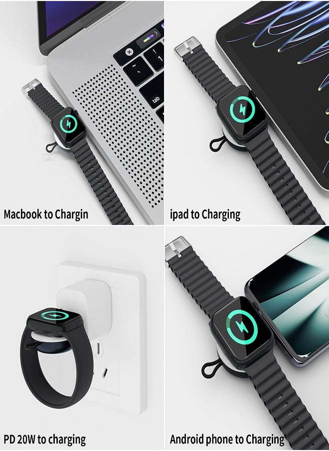 USB-C Charger for Apple Watch, Portable Wireless Magnetic Fast Charging Compatible with Apple iWatch Ultra/Series 8/7/6/5/4/3/SE Travel Pod Charger, Cordless Travel Charger Keychain