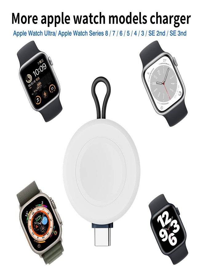 USB-C Charger for Apple Watch, Portable Wireless Magnetic Fast Charging Compatible with Apple iWatch Ultra/Series 8/7/6/5/4/3/SE Travel Pod Charger, Cordless Travel Charger Keychain