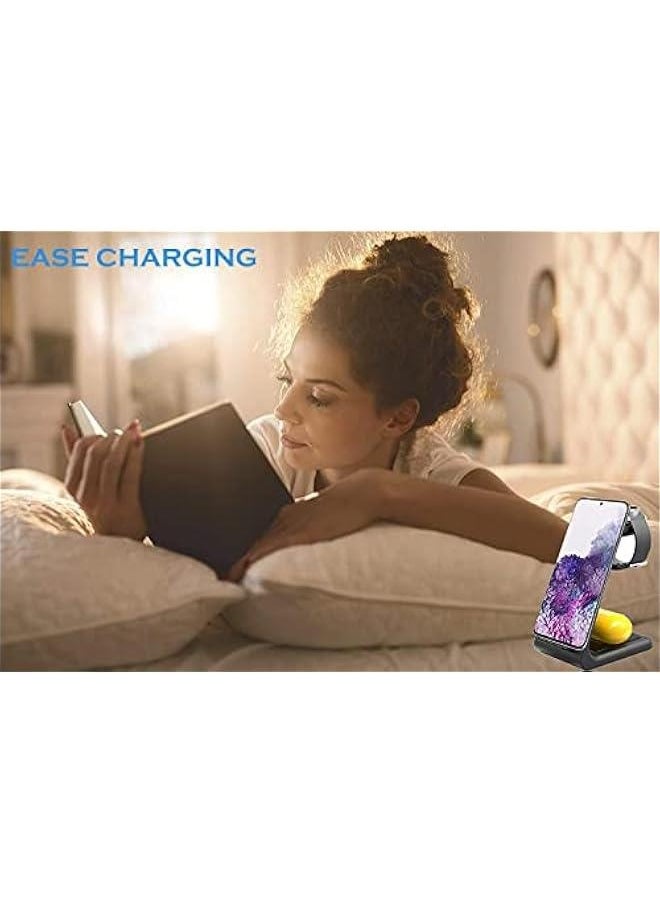 Wireless Charger for Samsung,3 in 1 Wireless Charging Station for Multiple Devices Samsung Android Qi Stand for Galaxy Watch 4 Classic/3/Active2/Gear S3,Galaxy S23/S22 Ultra/S21/S20/S10/Z Fold 3
