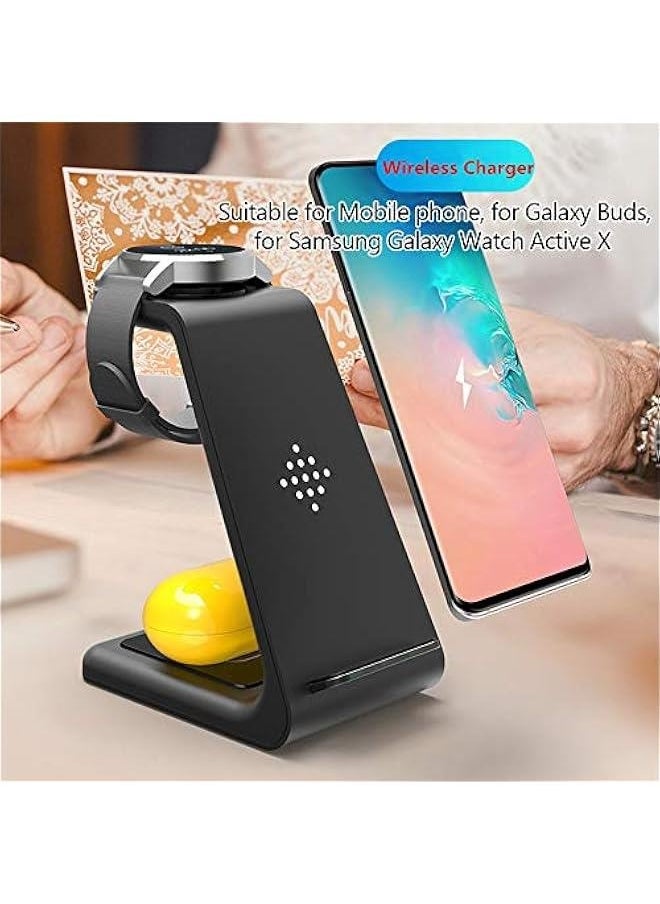 Wireless Charger for Samsung,3 in 1 Wireless Charging Station for Multiple Devices Samsung Android Qi Stand for Galaxy Watch 4 Classic/3/Active2/Gear S3,Galaxy S23/S22 Ultra/S21/S20/S10/Z Fold 3