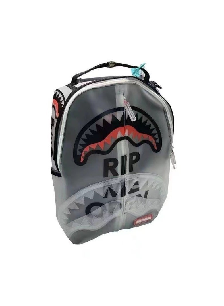 Sports Backpack Funny Shark Male and Female Students Transparent Large Capacity Trendy Brand Backpack Leisure Travel Schoolbag 29*46*16CM