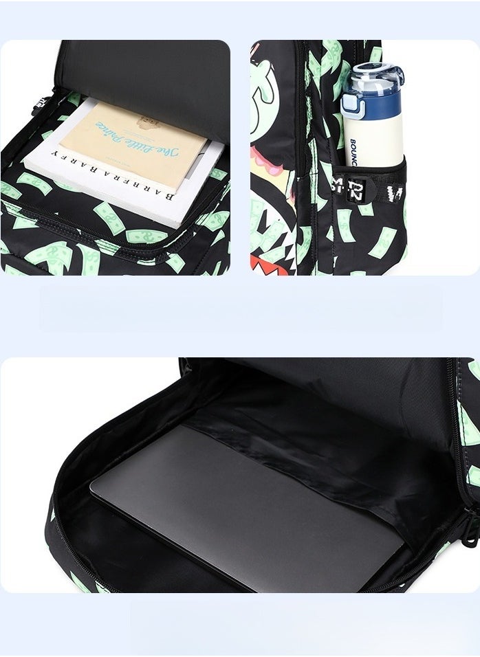 Student Lightweight Waterproof Schoolbag Colorful Shark Print Large Capacity Backpack Personality Cartoon Simple Backpack 30*43*14CM