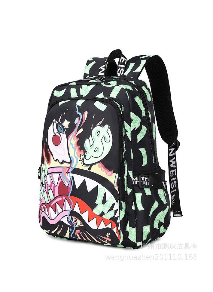 Student Lightweight Waterproof Schoolbag Colorful Shark Print Large Capacity Backpack Personality Cartoon Simple Backpack 30*43*14CM