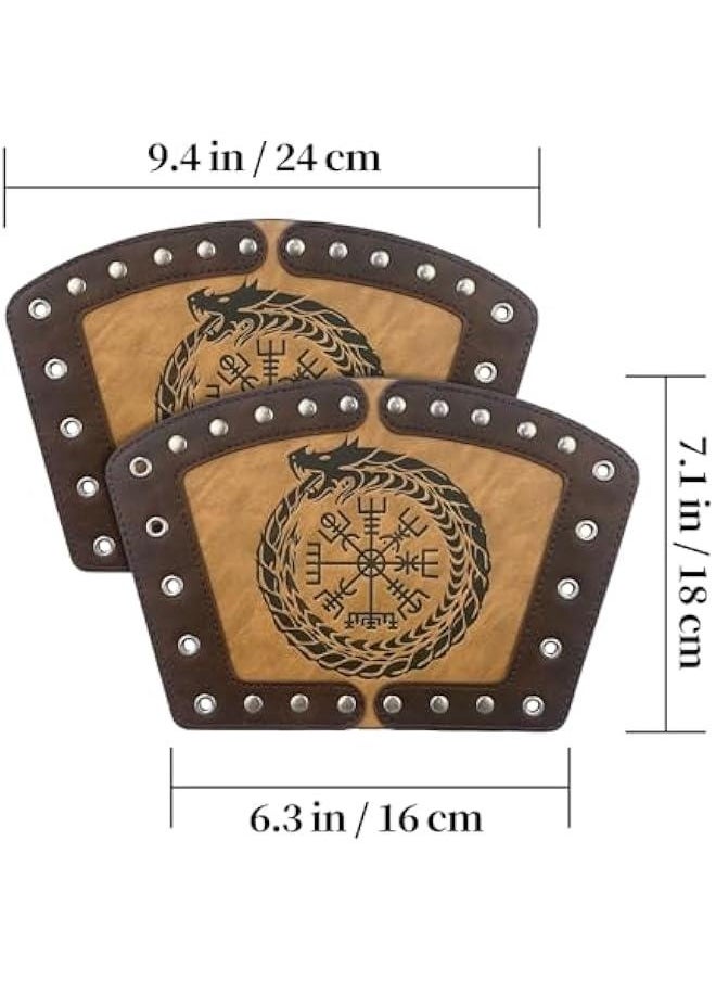 Embossed Viking Symble Faux Leather Arm Armor, Viking Gauntlet Bracers, Knight Arm Guards for LARP Ren Faire