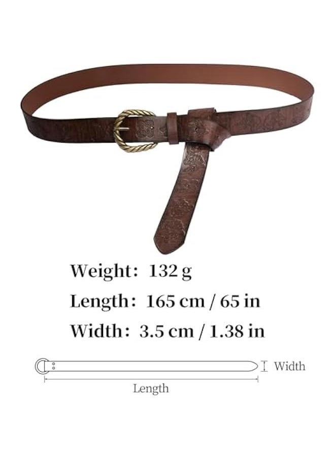 Viking Fenrir Embossed Faux Leather Buckle Belt, Medieval Knight Belt