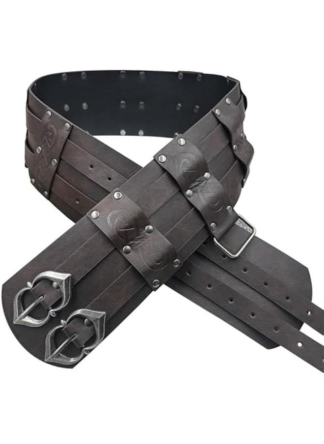 Viking Wide Belt, Medieval Faux Leather Armor Belt Knight Corset Belt, LARP Costume