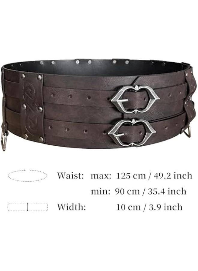 Viking Wide Belt, Medieval Faux Leather Armor Belt Knight Corset Belt, LARP Costume