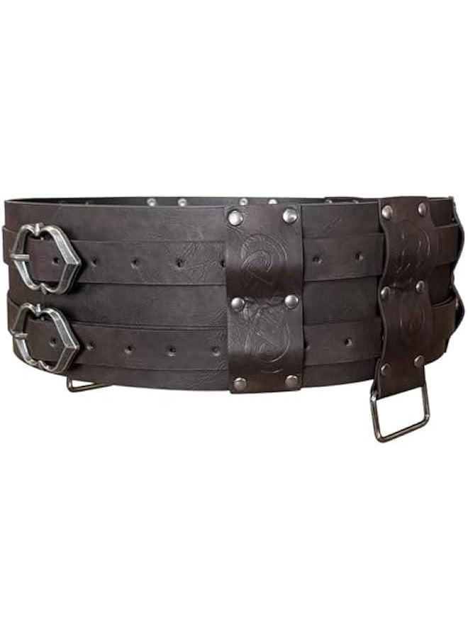 Viking Wide Belt, Medieval Faux Leather Armor Belt Knight Corset Belt, LARP Costume