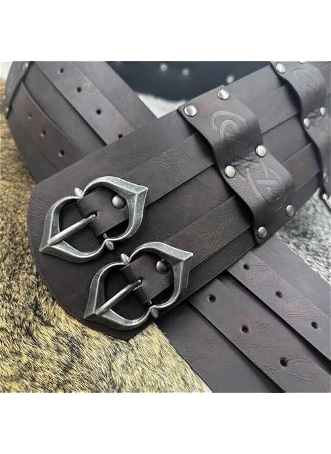 Viking Wide Belt, Medieval Faux Leather Armor Belt Knight Corset Belt, LARP Costume
