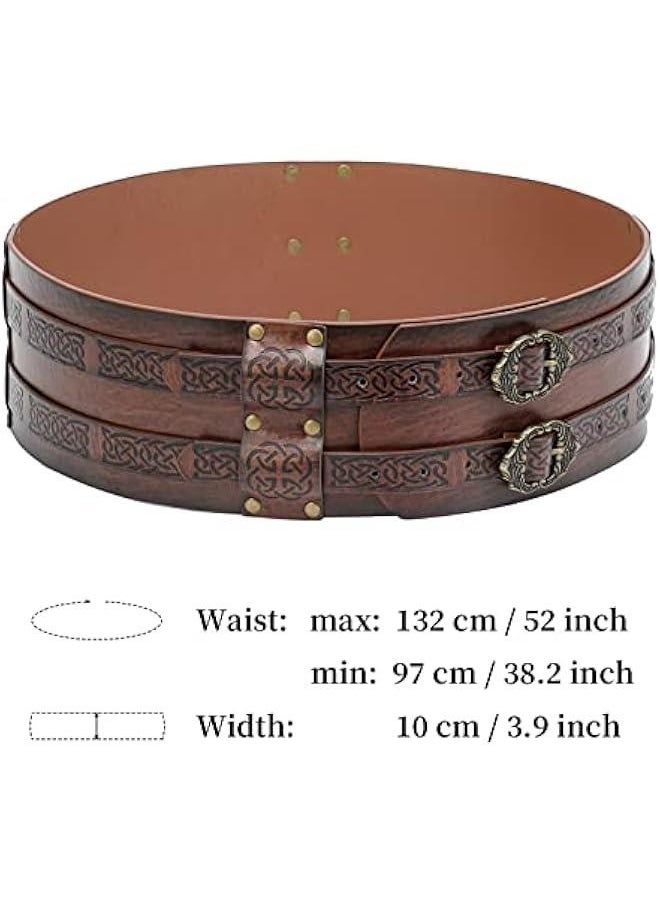 Viking Wide Belt, Medieval Faux Leather Armor Belt Knight Corset Belt, LARP Costume