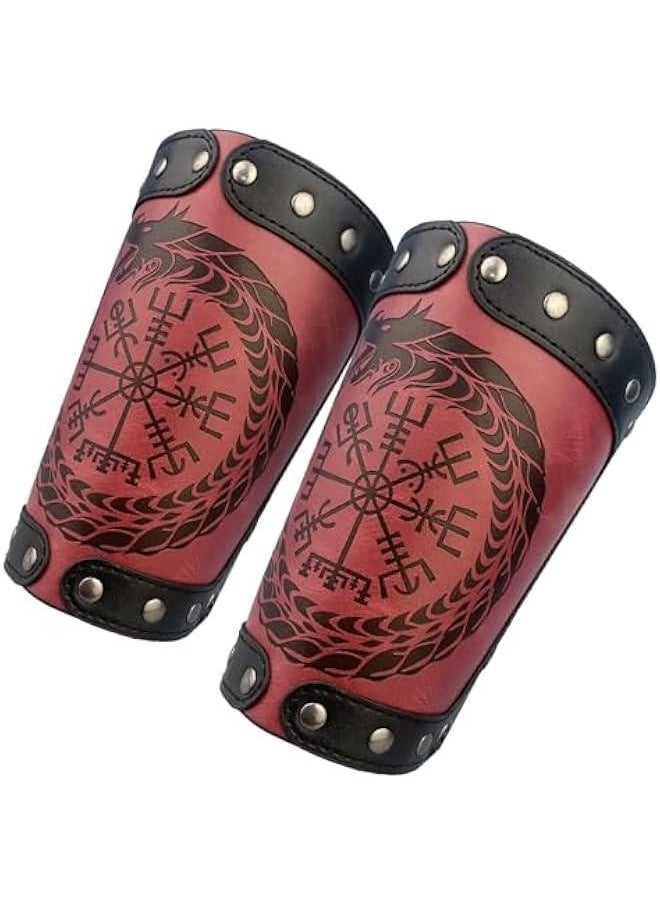 Embossed Viking Symble Faux Leather Arm Armor, Viking Gauntlet Bracers, Knight Arm Guards for LARP Ren Faire