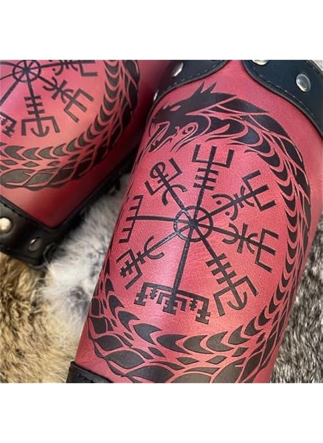 Embossed Viking Symble Faux Leather Arm Armor, Viking Gauntlet Bracers, Knight Arm Guards for LARP Ren Faire