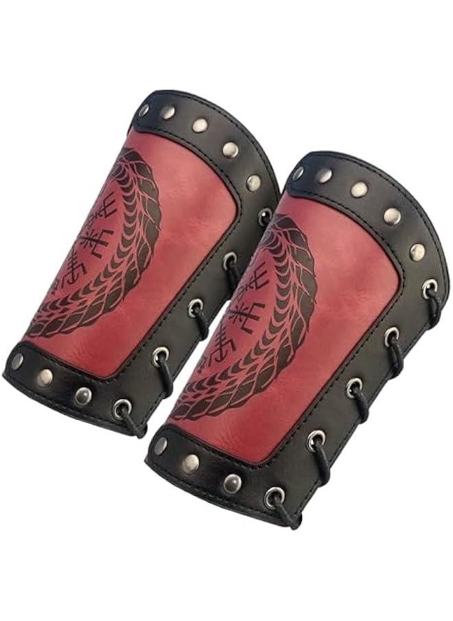 Embossed Viking Symble Faux Leather Arm Armor, Viking Gauntlet Bracers, Knight Arm Guards for LARP Ren Faire