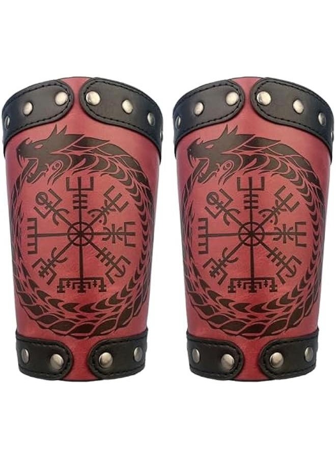 Embossed Viking Symble Faux Leather Arm Armor, Viking Gauntlet Bracers, Knight Arm Guards for LARP Ren Faire