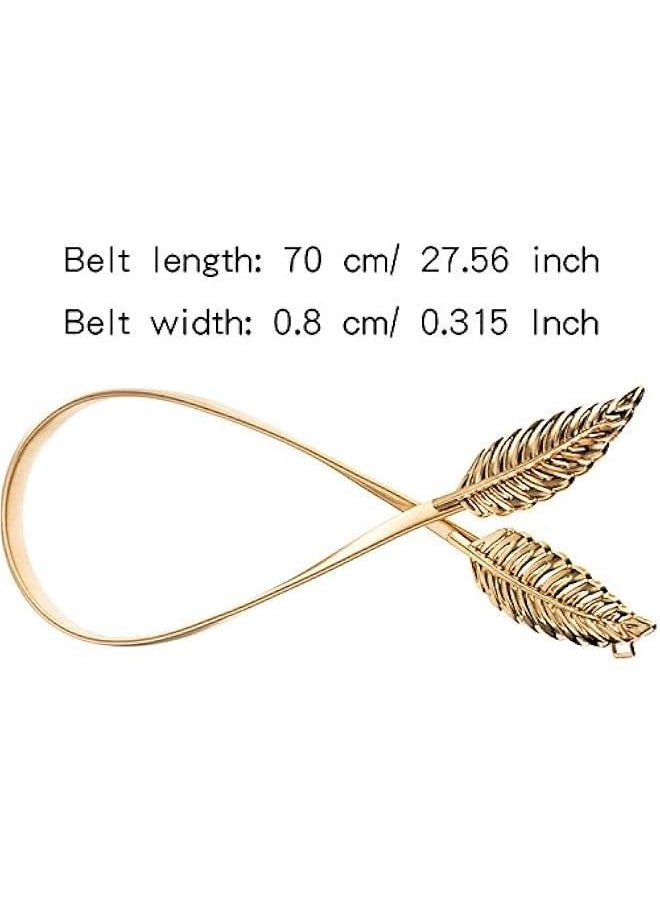 4 Pieces Women Elastic Waist Belt Stretch Metal Dress Belt for Women, Silver and Gold