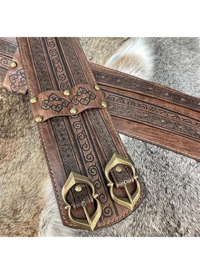 Viking Wide Belt, Medieval Faux Leather Armor Belt Knight Corset Belt, LARP Costume