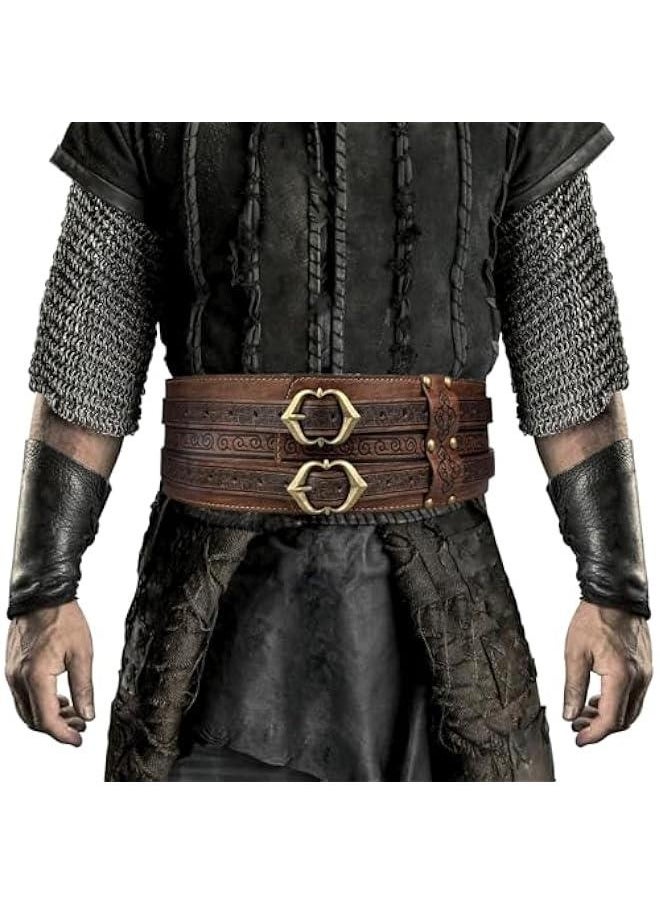 Viking Wide Belt, Medieval Faux Leather Armor Belt Knight Corset Belt, LARP Costume