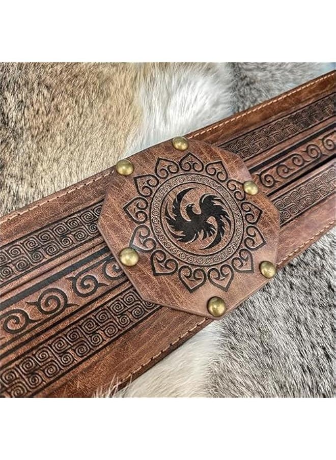 Viking Wide Belt, Medieval Faux Leather Armor Belt Knight Corset Belt, LARP Costume