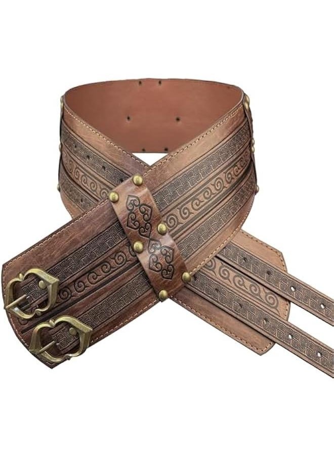 Viking Wide Belt, Medieval Faux Leather Armor Belt Knight Corset Belt, LARP Costume