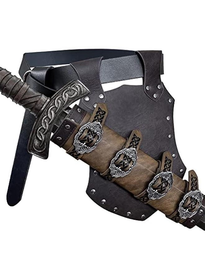 Medieval Faux Leather Sword Frog, Vintage Middle Ages Sword Holster, Mercenary Knight Adjustable Dagger Holster