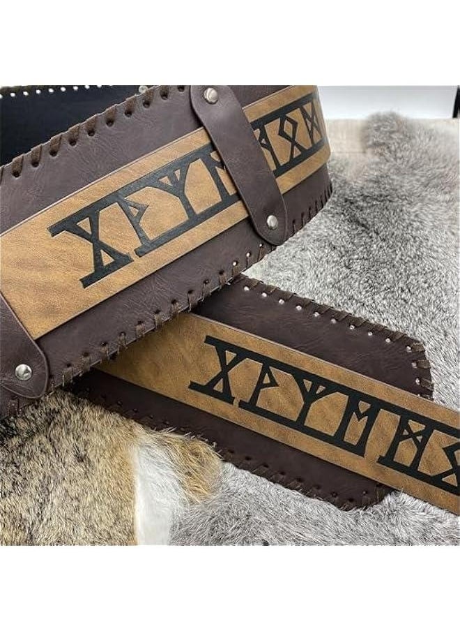 Viking Embossed Wide Belt, Retro Medieval Faux Leather Mercenary Knight Belt, for LARP Ren Faire