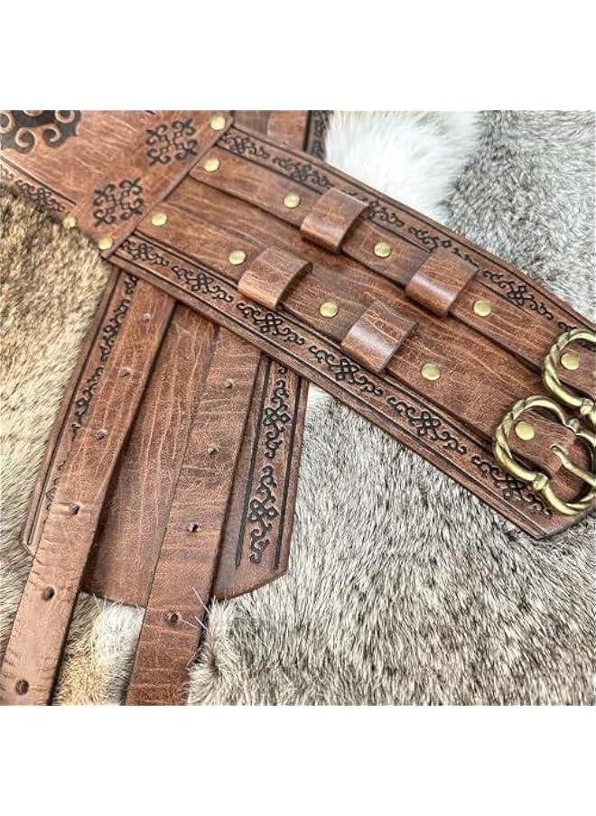 Viking Wide Belt, Medieval Faux Leather Armor Belt Knight Corset Belt, LARP Costume