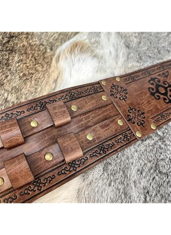 Viking Wide Belt, Medieval Faux Leather Armor Belt Knight Corset Belt, LARP Costume
